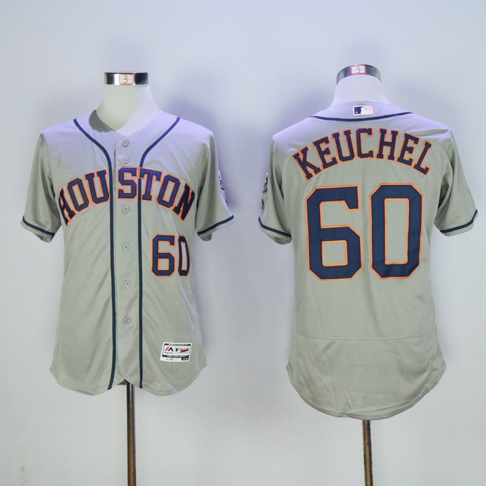 Men Houston Astros #60 Keuchel Grey MLB Jerseys